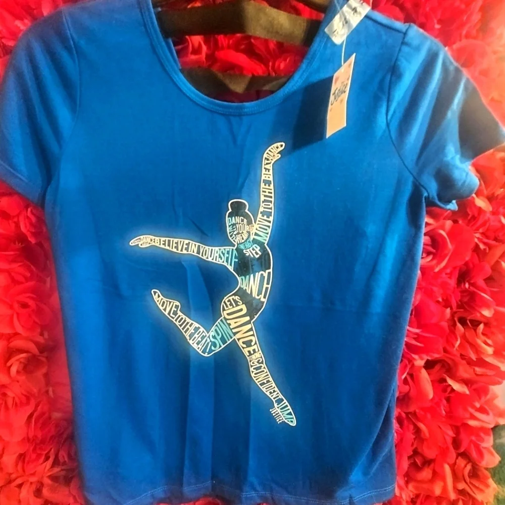 Justice Girls Dance Glitter Shirt with matching headband Size 12 NWT